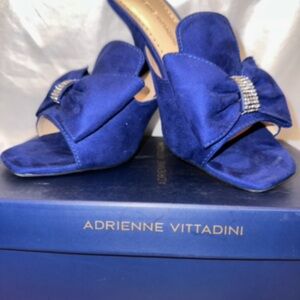 Adrienne Vittadini Blue Mules with Statement Bow
